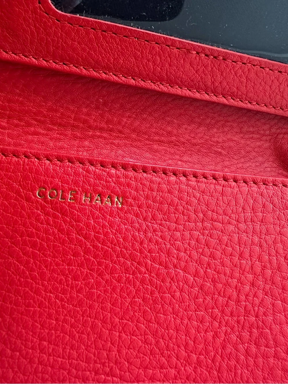 Cole Haan Red Pebbled Leather Wristlet